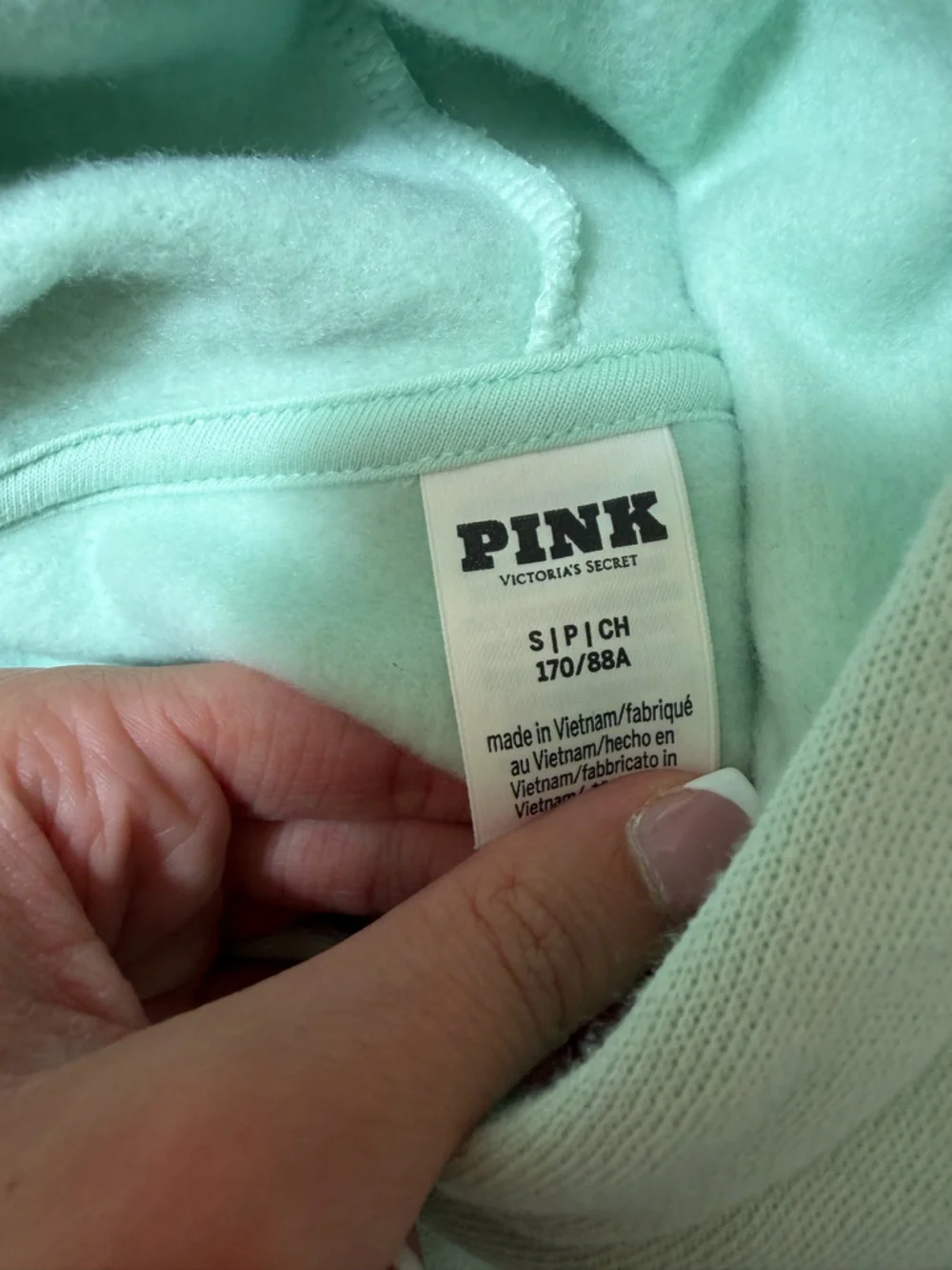 PINK Victoria's Secret Mint Green Pullover Hoodie - Picture 3 of 4